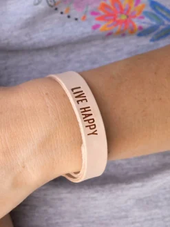 Natural Leather Bracelet - Live Happy