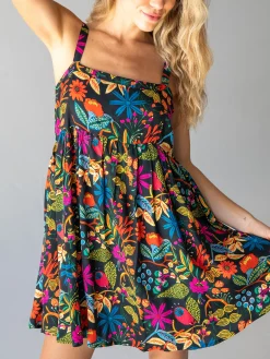 Patti Mini Dress - Black Neon Floral