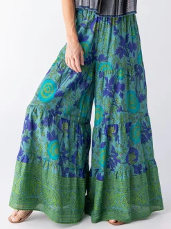 Patti Palazzo Pant - Leafy Teal Cotton