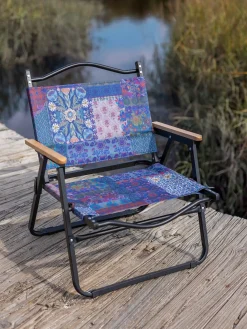 Portable Outdoor Folding Chair - Blue Patchwork