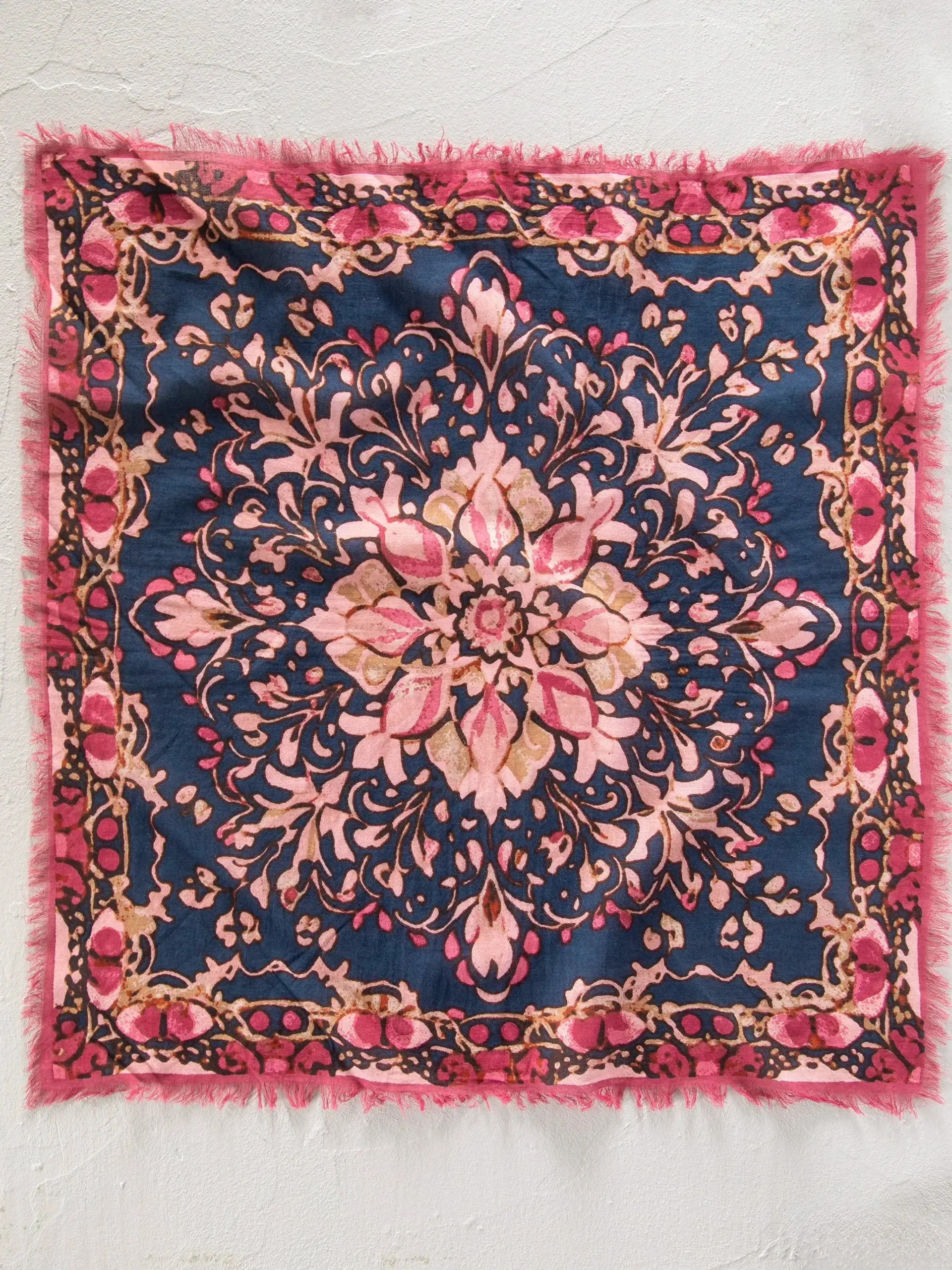 Printed Cotton Bandana - Navy