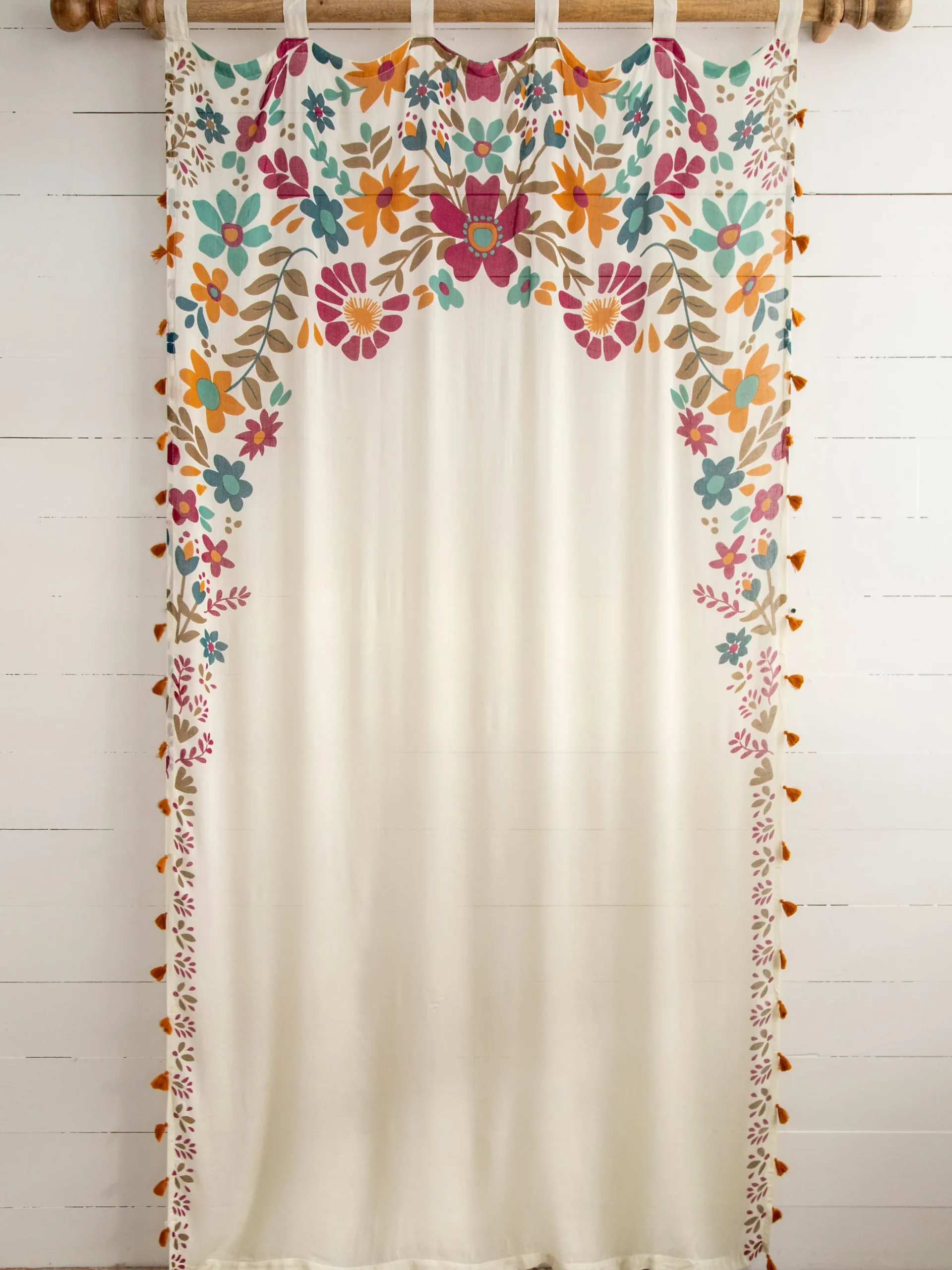 Printed Curtain Panel - Cream Floral