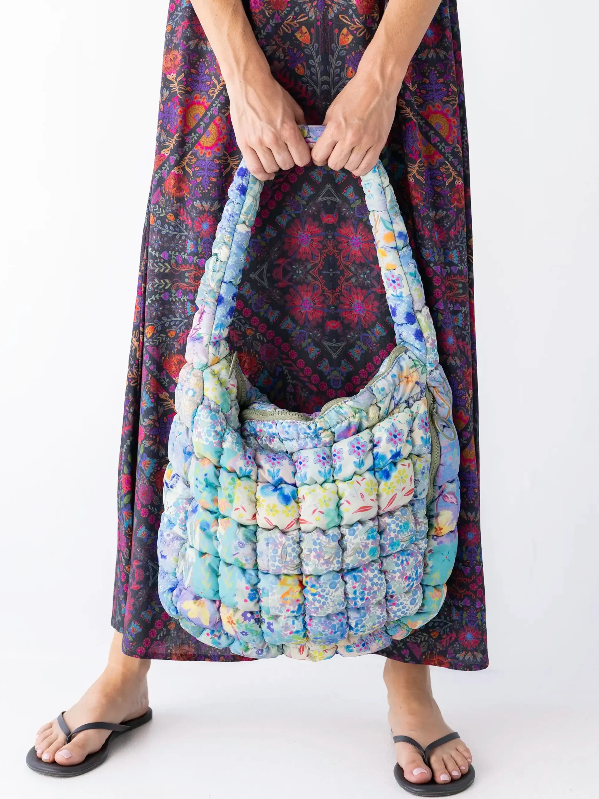 Puffy Fit-It-All Bag - Blue Watercolor Patchwork