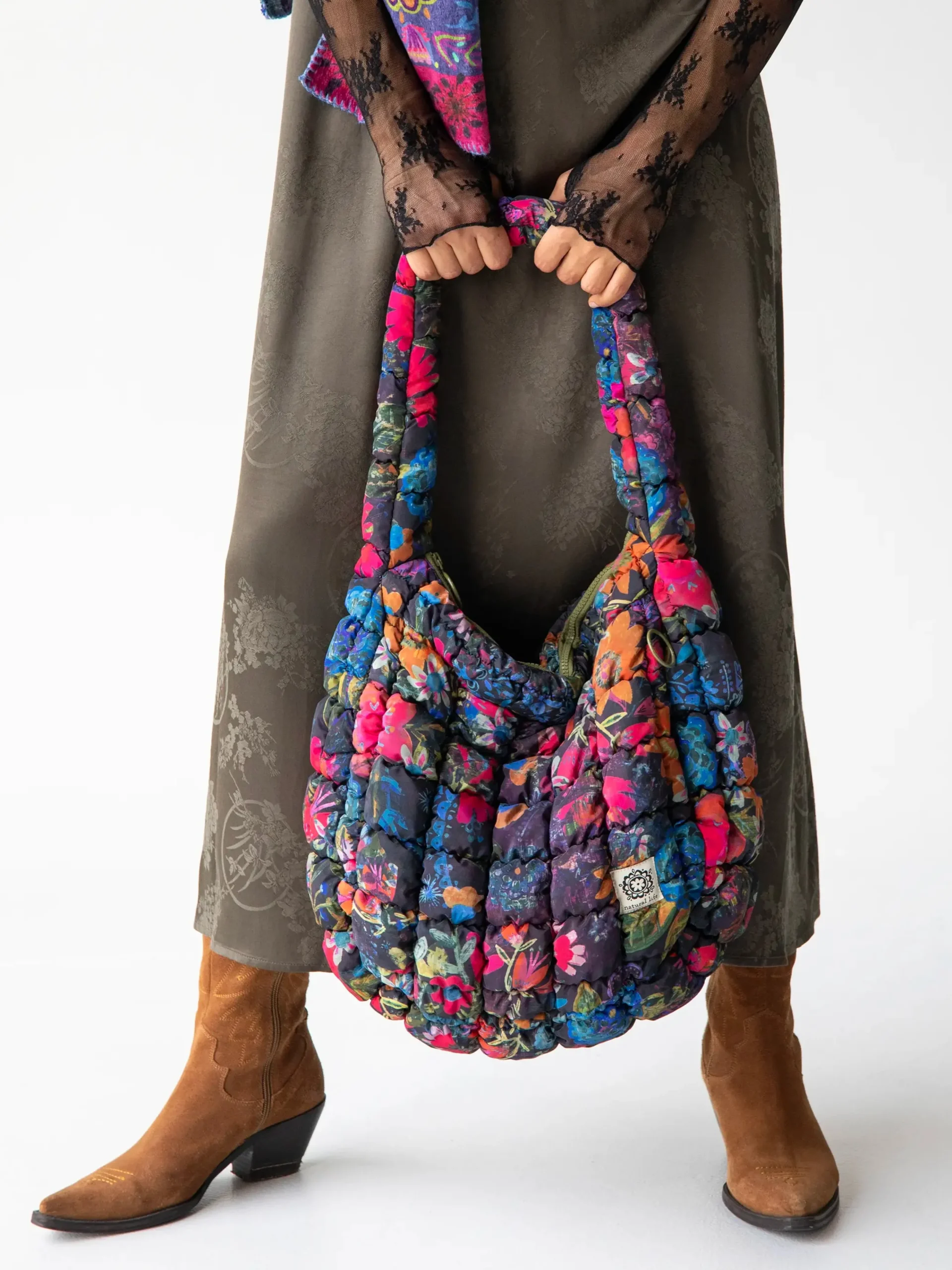 Puffy Fit-It-All Bag - Dark Floral Garden