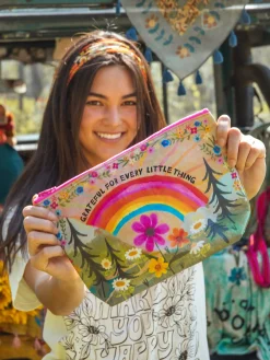 Recycled Zipper Pouch - Grateful