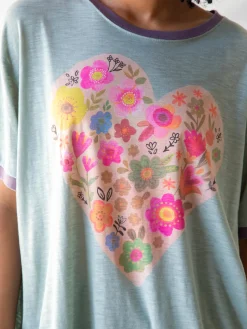 Ringer Oversized Tee Shirt - Heart