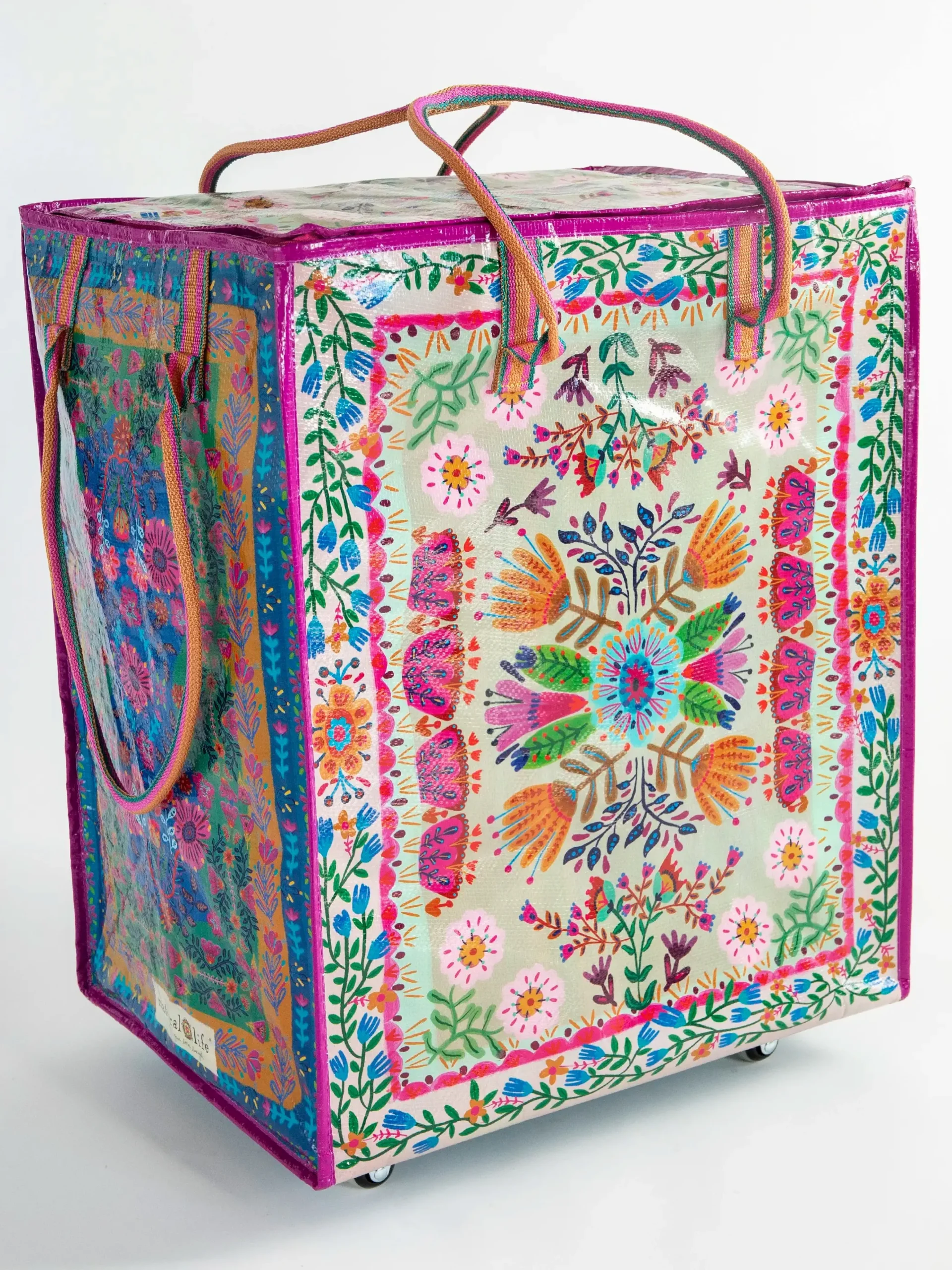 Rolling Tote Bag - XL Light Taupe Flower