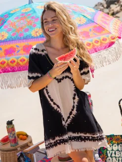 Sayulita Cotton Kaftan - Black