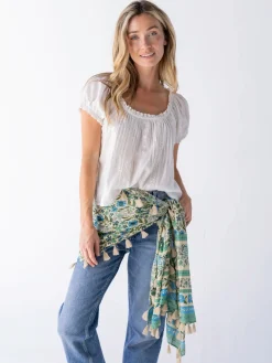 Sayulita Scarf - Blue Cream Floral