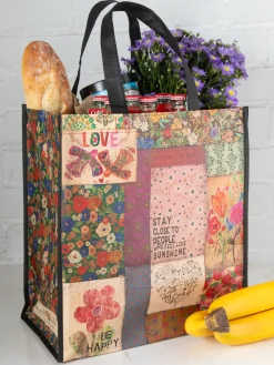 Set of 5 Grocery Bags - Patchwork Be Happy