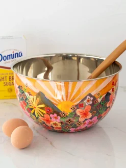 Stainless Steel Bowl - Large Yellow Mountain Range
