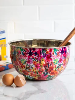 Stainless Steel Bowl - Large Watercolor Floral