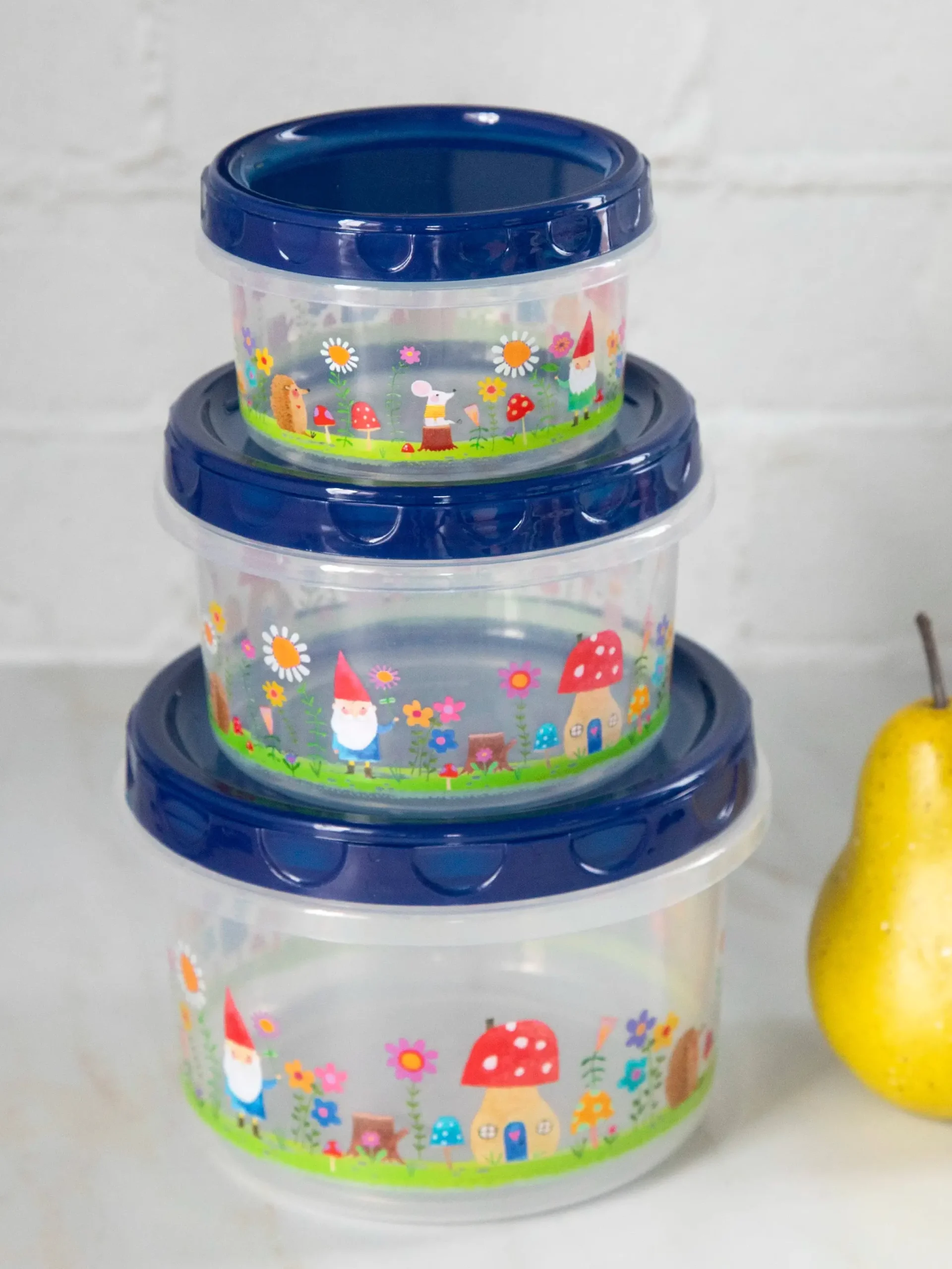 Storage Containers, Set of 3 - Gnome