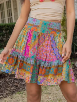 Susie Tiered Skirt - Folk Flower Patchwork