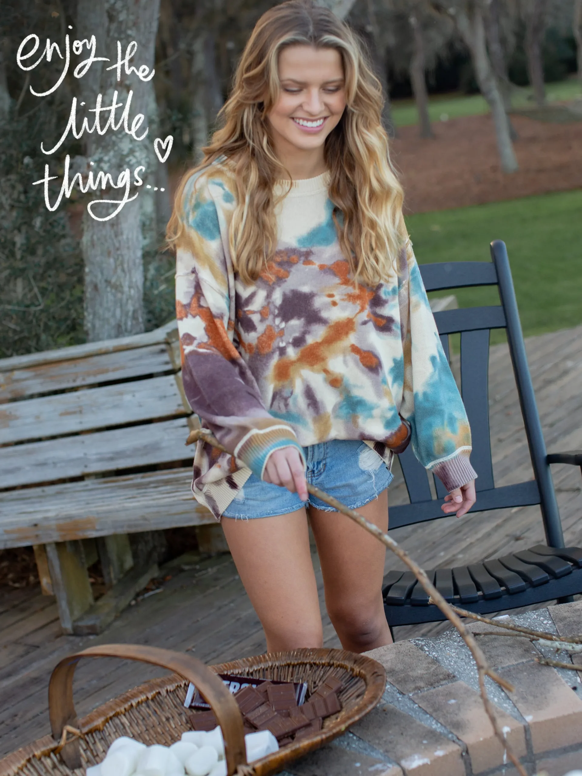 Taylor Oversized Cotton Sweater - Sunset Tie-Dye