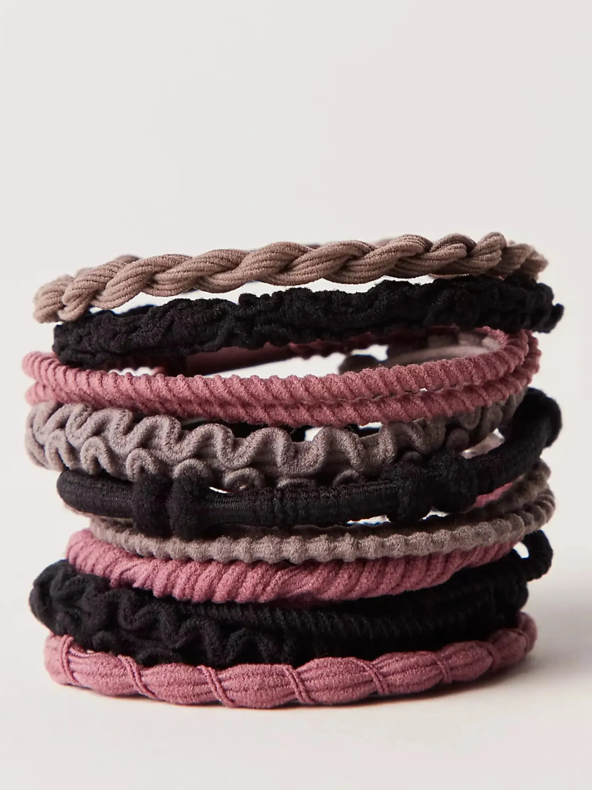 Textured Hair Ties, Set of 10 - Tan