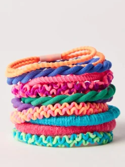 Textured Hair Ties, Set of 10 - Rainbow