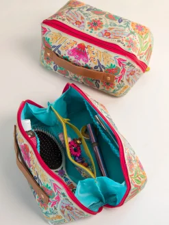 Travel Cosmetic Organizer - Cream Folk Flower