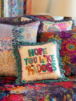 Tufted Boho Pillow - Hope You Like Dogs