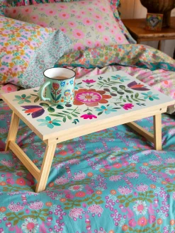 Wooden Bed Tray - Cream Folk Flower