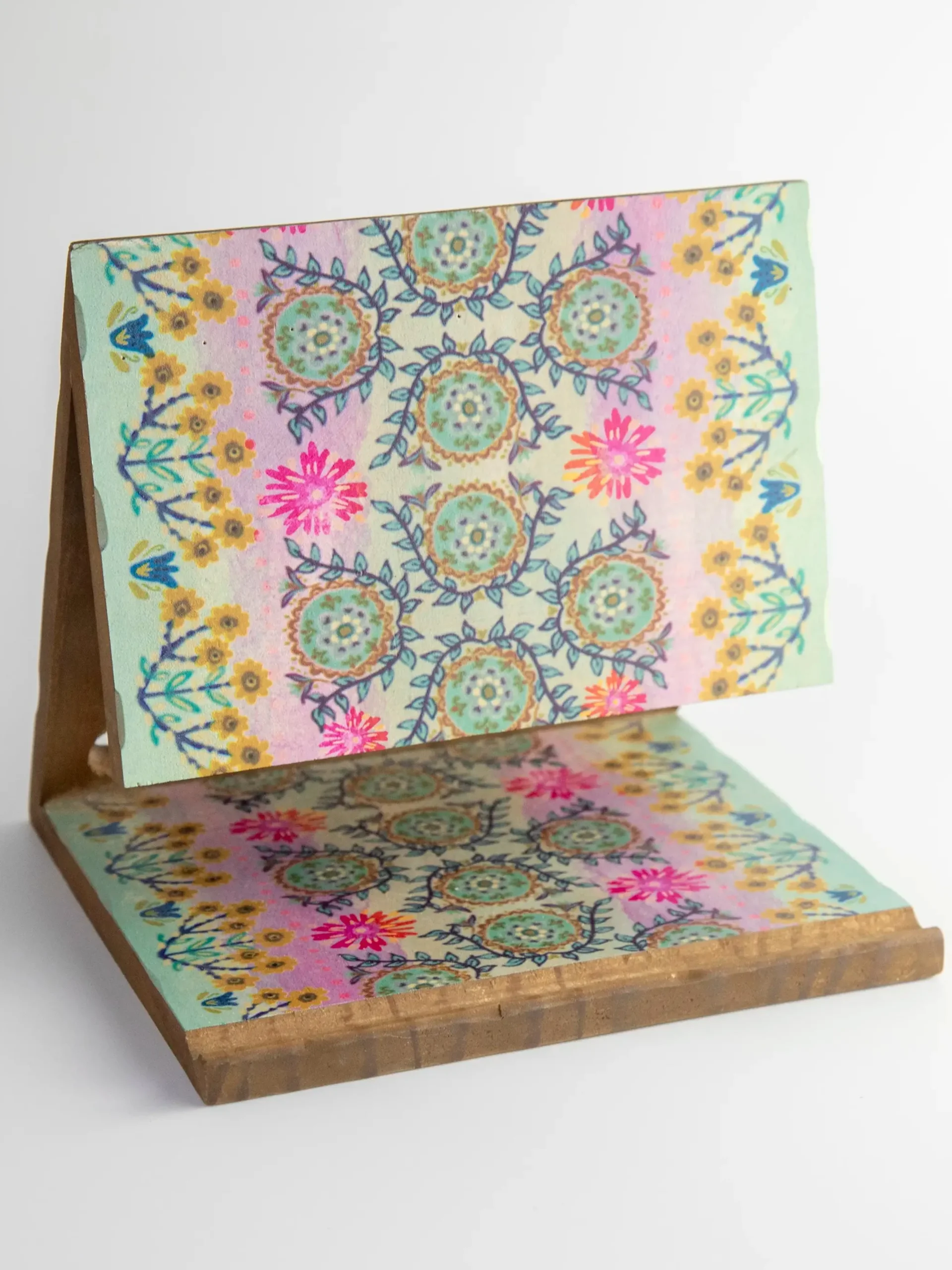 Wooden Book Rest - Light Turquoise Mandala