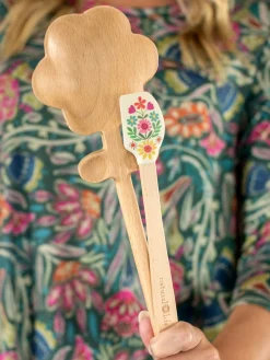 Wooden Spoon u0026 Mini Spatula Set - Flower