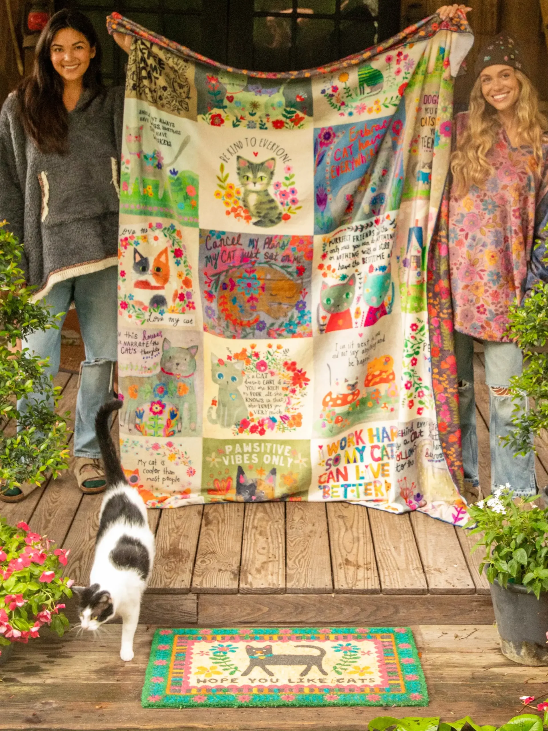XL Double-Sided Cozy Blanket - Cat Lover Chirps
